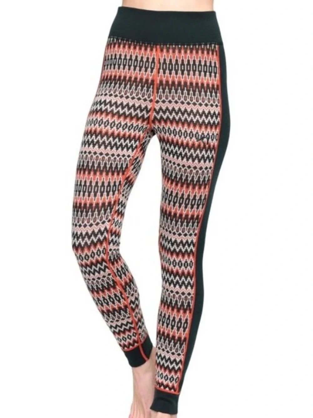 Kari Traa Silja Pant Base Layer Legging 100% Merino Wool Green Printed XL - Picture 2 of 11
